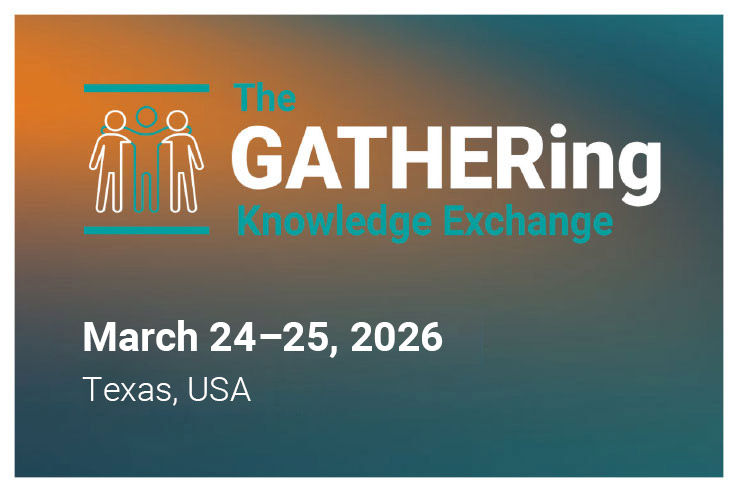 Banner graphic with “The GATHERing” text overlay on gradient background – promoting Sharp Reflections’ biannual client knowledge‑exchange event